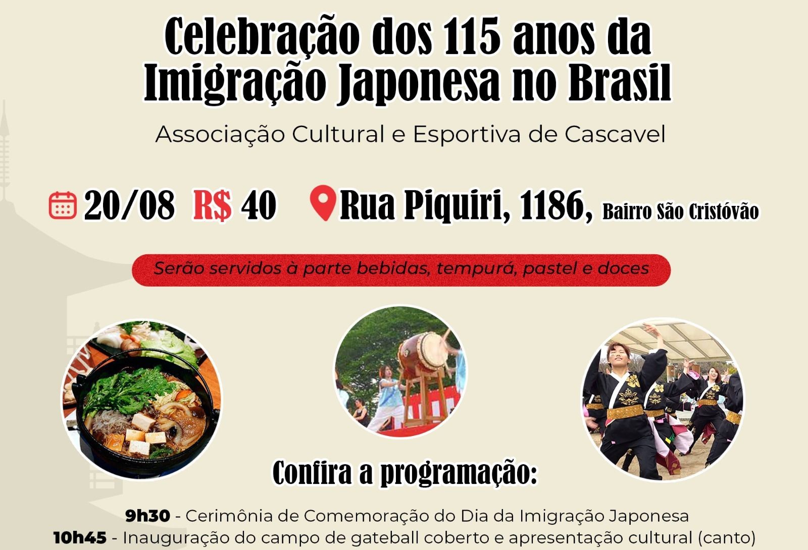 Imigração japonesa: ACEC celebra data com sukiyaki e programação cultural