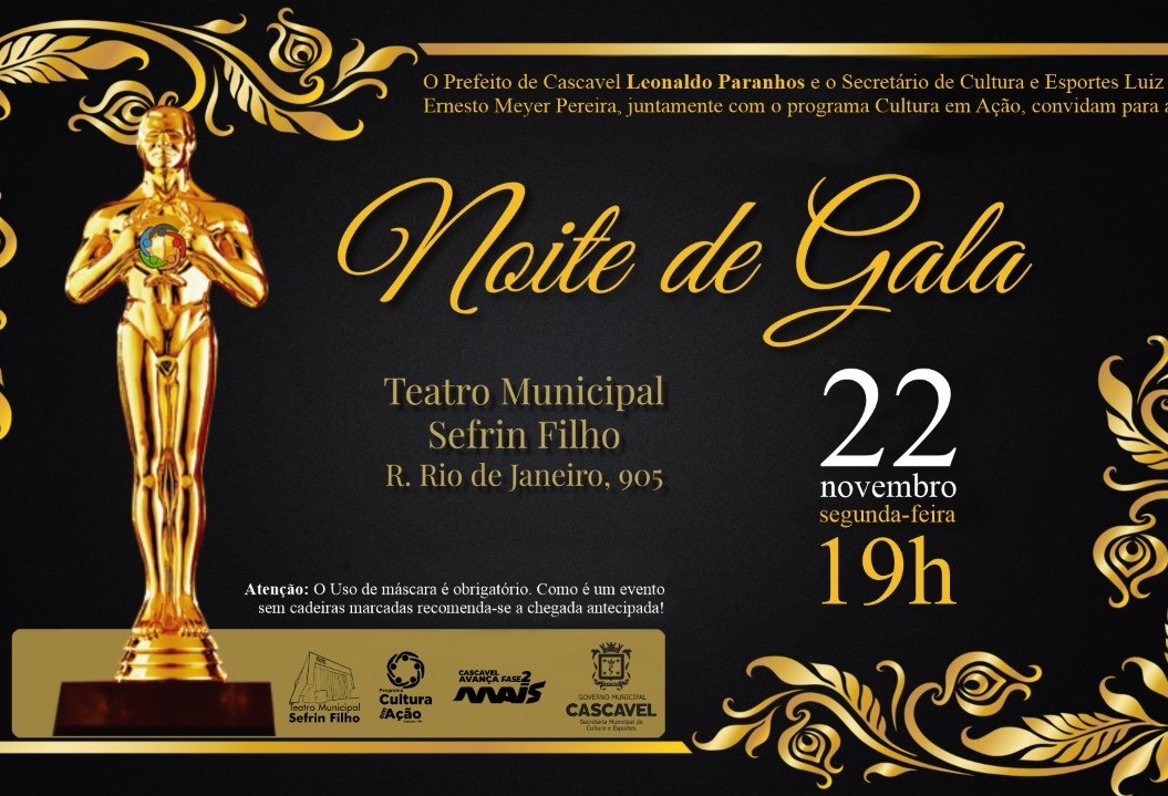Noite de Gala será realizada no Teatro Sefrin Filho em Cascavel 