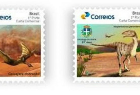 Correios lançam selos com imagens de dinossauros encontrados no Paraná